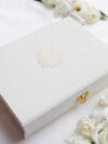 Luxus-Velvetbox mit Quaste Einladung mit Goldfolien-Hochzeitsort | Maßgeschneiderte Bestellung | Villa Balbiano, Comer See
