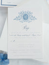 Pocketfold-Einladung mit Event-Location in Aquarell - Dusty Blue