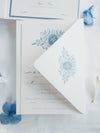 Pocketfold-Einladung mit Event-Location in Aquarell - Dusty Blue