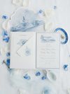 Pocketfold-Einladung mit Event-Location in Aquarell - Dusty Blue