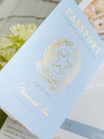 Amalfi-Küste Reisepass-Einladung, Zitronen Italienische Hochzeits-Einladung mit Vellum Aquarell