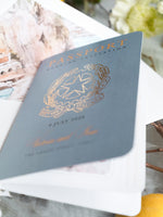 Amalfi-Küste Reisepass-Einladung, Zitronen Italienische Hochzeits-Einladung mit Vellum Aquarell