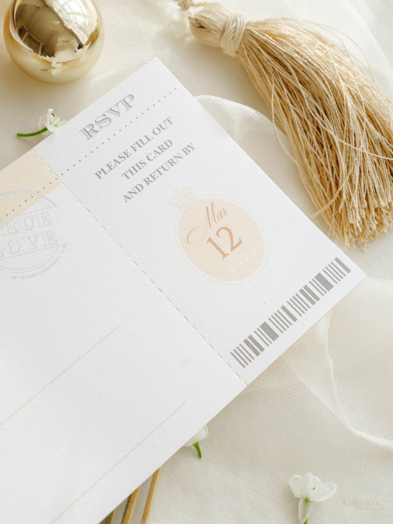 Luxuriöser Nude Hochzeitseinladung Pass Mit Graviertem Gold Flugzeug Anhänger