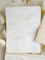 Luxuriöser Nude Hochzeitseinladung Pass Mit Graviertem Gold Flugzeug Anhänger