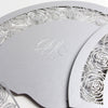 Intrikate Romantische Rosen Laser Cut Hochzeitsblütenprogrammfächer Mit Einzigartigem Luxusfolienmonogramm