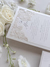 Menükarte mit Lasergeschnittenen Rosendetails, Hochzeitsmenü, Tischmenü