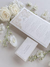 Menükarte mit Lasergeschnittenen Rosendetails, Hochzeitsmenü, Tischmenü