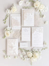Menükarte mit Lasergeschnittenen Rosendetails, Hochzeitsmenü, Tischmenü