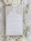 Menükarte mit Lasergeschnittenen Rosendetails, Hochzeitsmenü, Tischmenü