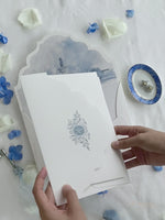 Pocketfold-Einladung mit Event-Location in Aquarell - Dusty Blue