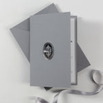 Letterpress Elegante Einladung mit Tasche und Spiegelanhänger