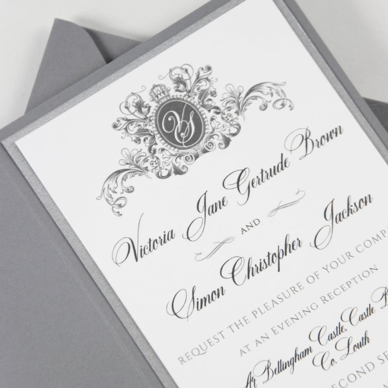 Letterpress Elegante Einladung mit Tasche und Spiegelanhänger