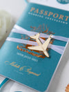 Hochzeitseinladung Pass Blau Grün Mit Kupferfolie Und Graviertem Flugzeug Anhänger