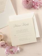 Champagner Lasergeschnittene Spitze Pocketfold Hochzeits-Antwortkarte, RSVP