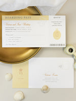 Gold Einladung Luxus Reisepass Hochzeitseinladung Flugzeug graviert Goldfolie Bordkarte