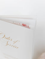 Goldfolie und Creme Papier Romantische Rosen Order of service