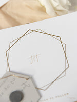 Modern Hexagon Plexi "Save the Date" Karten mit Magneten | Hochzeitseinladung | Gold & Silber