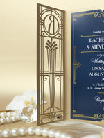 Hochzeitseinladung "Hollywood" Gold/Schwarz im Art Deco Stil