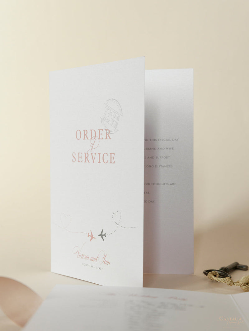 Hochzeitseinladung im Reisepass-Stil "Order of Service"-Karte