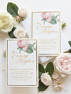 Luxuriöse Goldfolie und Creme Papier Romantische Rosen Einladung zum Abend
