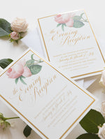 Luxuriöse Goldfolie und Creme Papier Romantische Rosen Einladung zum Abend
