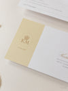 Luxuriöse Reisepass-Hochzeitseinladung Champagner mit echter Goldfolie mit RSVP