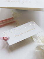 Luxus Goldfolie Konfetti Gepunktete rosa Tischkarte