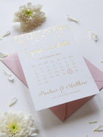 Luxus Goldfolie Konfetti Gepunktetes Zartrosa "Save the Date" mit Umschlag