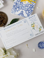 Luxus-Hochzeitseinladung "Italien" mit Zitronen und sizilianischen Fliesen