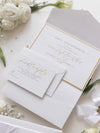 Pocketfold-Einladungs-Set mit Wachssiegel, Schleifenband und Goldfolie