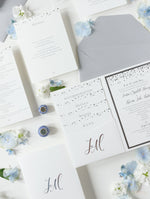 Pocketfold-Hochzeiteinladungs-Set "Dots" Weiß/Silber mit 4 Einlegern