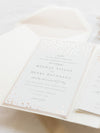 Pocketfold-Hochzeiteinladungs-Set "Dots" in dusty rosa und champagner