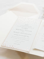 Pocketfold-Hochzeiteinladungs-Set "Dots" in dusty rosa und champagner