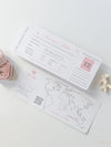 Reisepass-Einladung Silber in Pocketfold-Umschlag mit silbernem Flugzeuganhänger