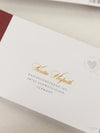 Reisepass-Hochzeitseinladung Weinrot mit Goldfolie + Bordkarte  (RSVP)