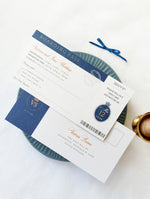 Reisepass-Hochzeitseinladung mit Goldfolie + Bordkarte (RSVP)