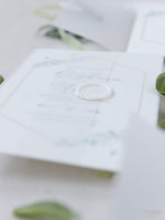 White Wax Seal Monogram Vellum / Parchment Folder Wrap Wedding Foliage Wedding Invitation