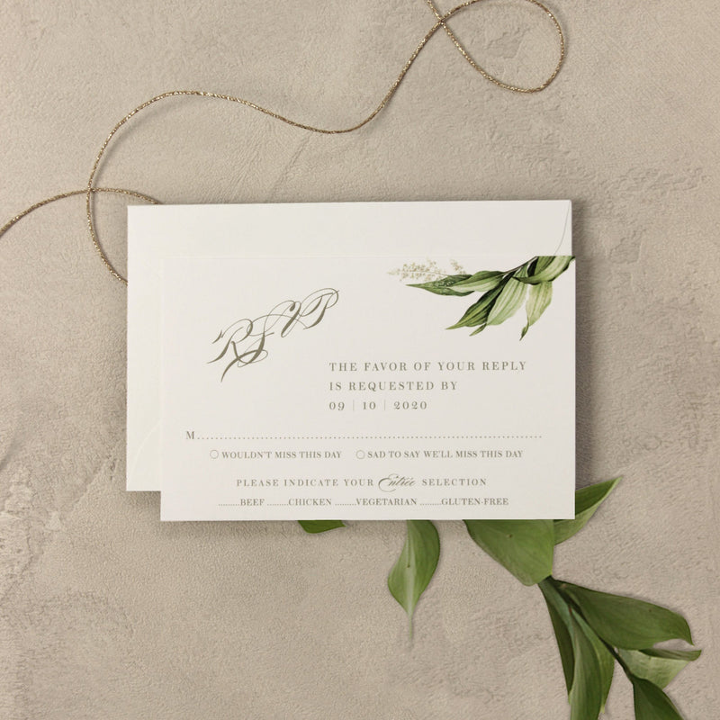 Botanisches Design Einladung mit Pergament und Graviertem Plexiglas
