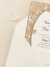 Romantische lasergeschnittene Hochzeitseinladung "Rosen-Spiegel"